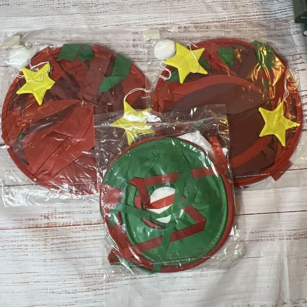 New 3 Hanging Santa Wind Spinners Christmas Holiday Outdoor Decorations Colorful
